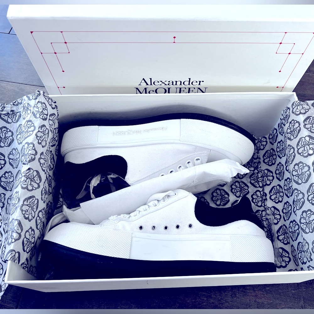 Alexander McQueen Deck Plimsol Sneakers White Black Men's 42.5 E wz original box